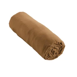 Drap housse 160x200 cm en Gaze de coton Camel