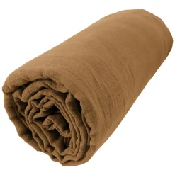 Drap housse 160x200 cm en Gaze de coton Camel