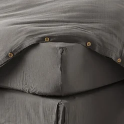 Drap housse 140x190 cm en Gaze de coton Granit