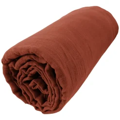 Drap housse 90x190 cm en Gaze de coton Terracotta
