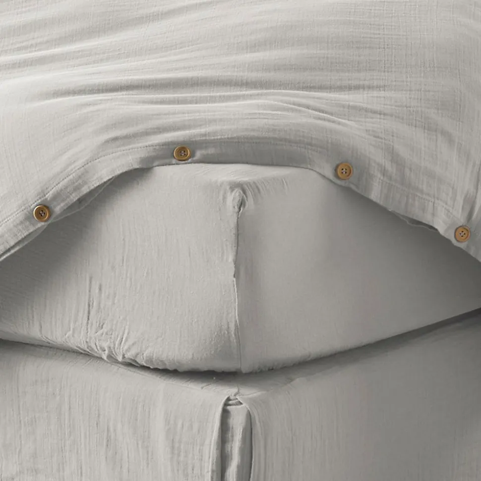 Drap housse 90x190 cm en Gaze de coton Nuage