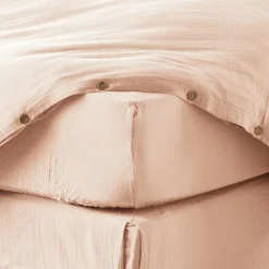 Drap housse 140x190 cm en Gaze de coton Guimauve