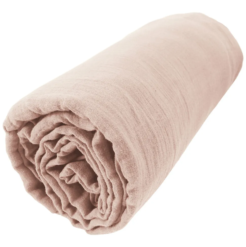 Drap housse 140x190 cm en Gaze de coton Guimauve