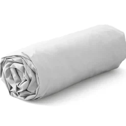 Drap housse 140x200 cm en percale lavée coton PERKAL blanc Saline bonnet 30 cm