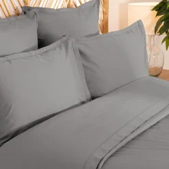 Drap plat - percale - gris - 240x290 cm - Atmosphera