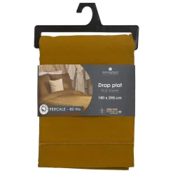 Drap plat - percale - mordoré - 180x290 cm - Atmosphera