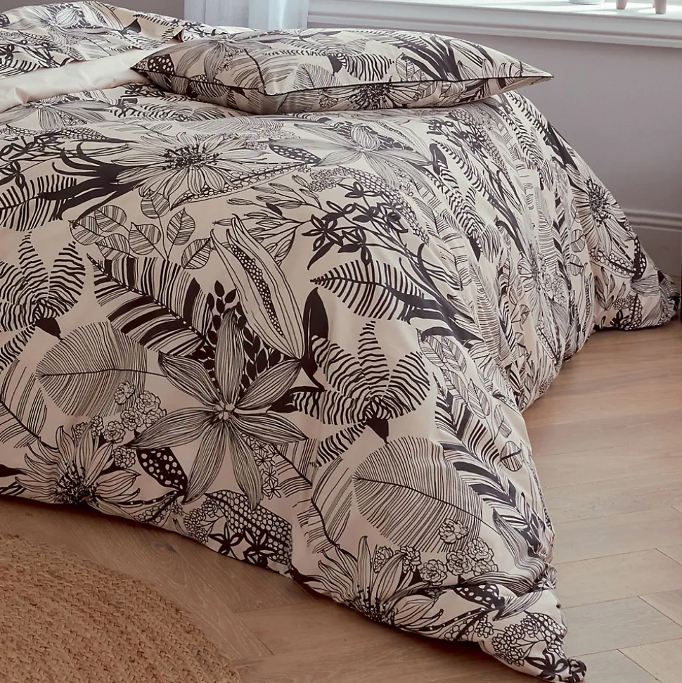 Drap plat aux impressions noires (280x325 cm - Beige)