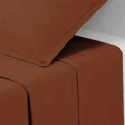 Drap plat Carina en coton 180x290cm rose terracotta - Atmosphera