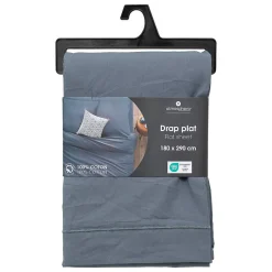 Drap plat Carina en coton 180x290cm bleu orage - Atmosphera