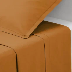 Drap plat Carina en coton 180x290cm jaune cumin - Atmosphera