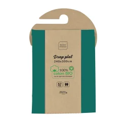Drap plat coton 240 x 300 cm biolina emeraude