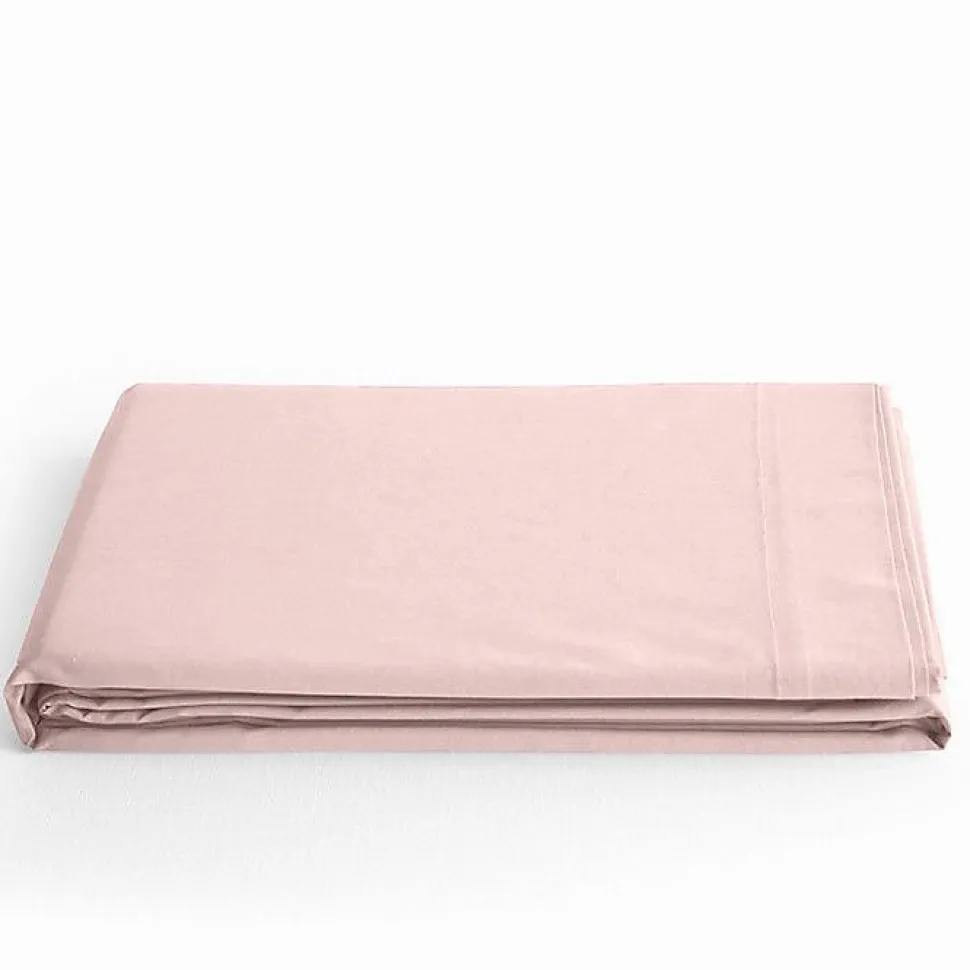 Drap plat Coton Pur Prémium 240 x 300 cm Rose Dragée
