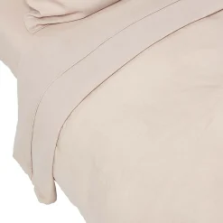 Drap plat en lin lavé beige, 230x255 cm - HOMESCAPES