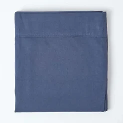 Drap plat en lin lavé bleu marine, 275x275 cm - HOMESCAPES