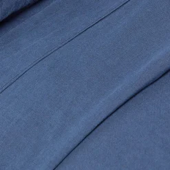 Drap plat en lin lavé bleu marine, 275x275 cm - HOMESCAPES