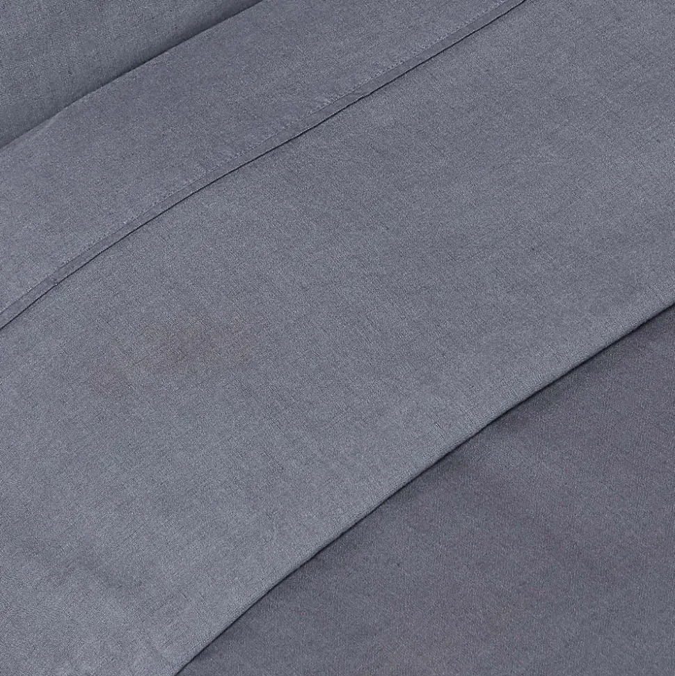 Drap plat en lin lavé gris, 275x275 cm - HOMESCAPES
