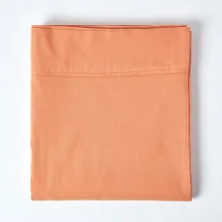 Drap plat en lin lavé orange, 180x290 cm - HOMESCAPES