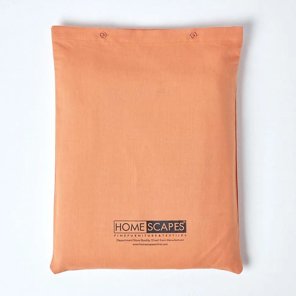 Drap plat en lin lavé orange, 275x275 cm - HOMESCAPES