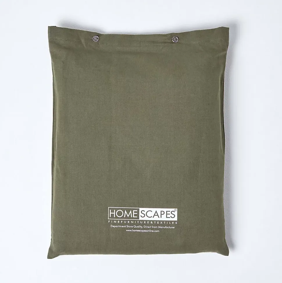 Drap plat en lin lavé vert mousse, 178x255 cm - HOMESCAPES