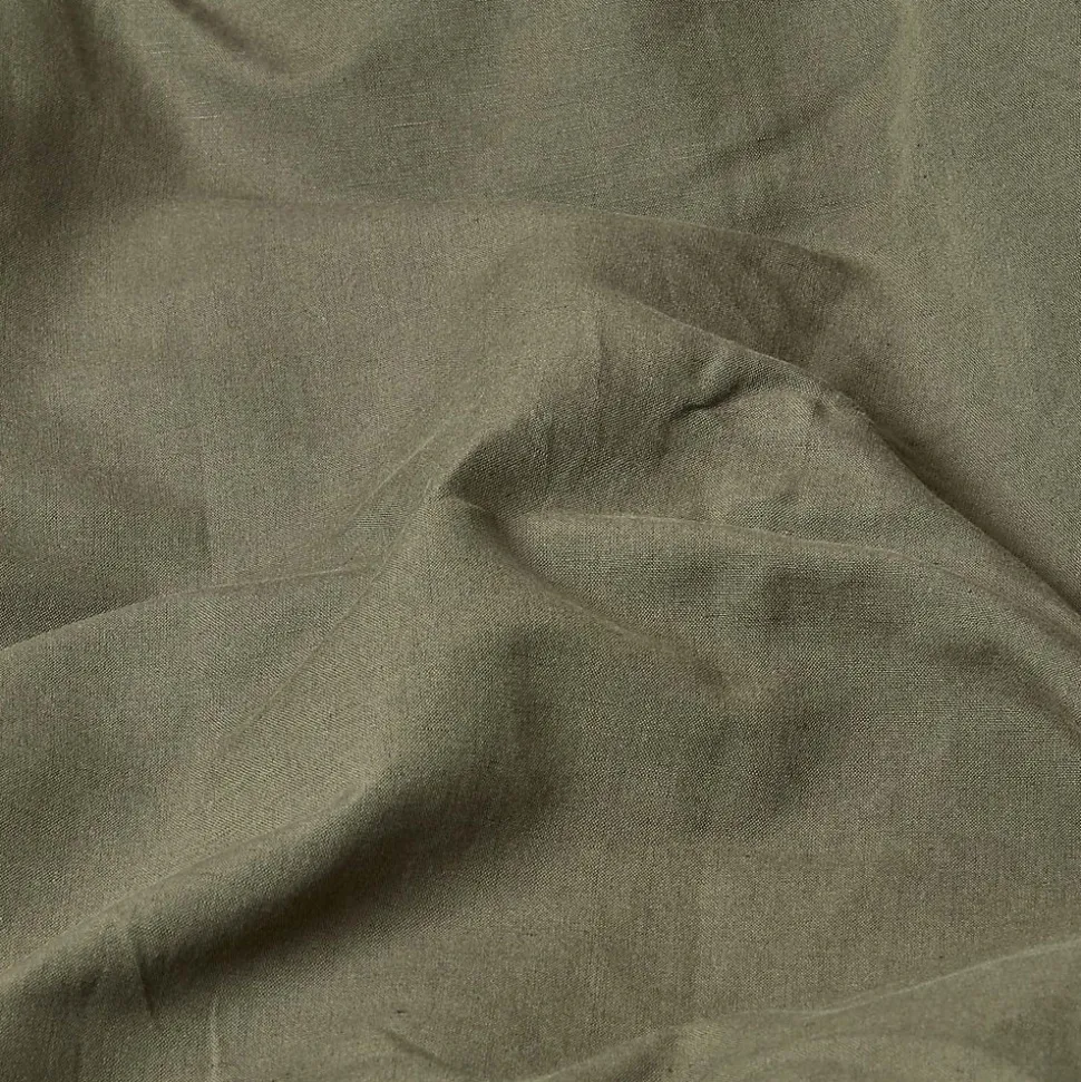 Drap plat en lin lavé vert mousse, 230x255 cm - HOMESCAPES