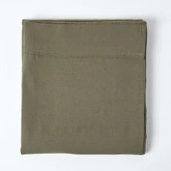 Drap plat en lin lavé vert mousse, 275x275 cm - HOMESCAPES