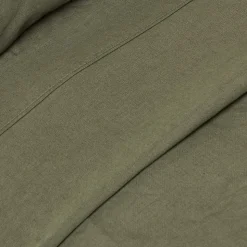 Drap plat en lin lavé vert mousse, 275x275 cm - HOMESCAPES