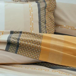 Drap plat en percale de coton au style ethnique chic (280x325 cm - Jaune)