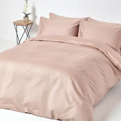 Drap plat en satin de coton égyptien 1000 fils taupe, 230x255 cm - HOMESCAPES