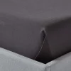 Drap plat en satin de coton égyptien 1000 fils gris foncé, 178x255 cm - HOMESCAPES