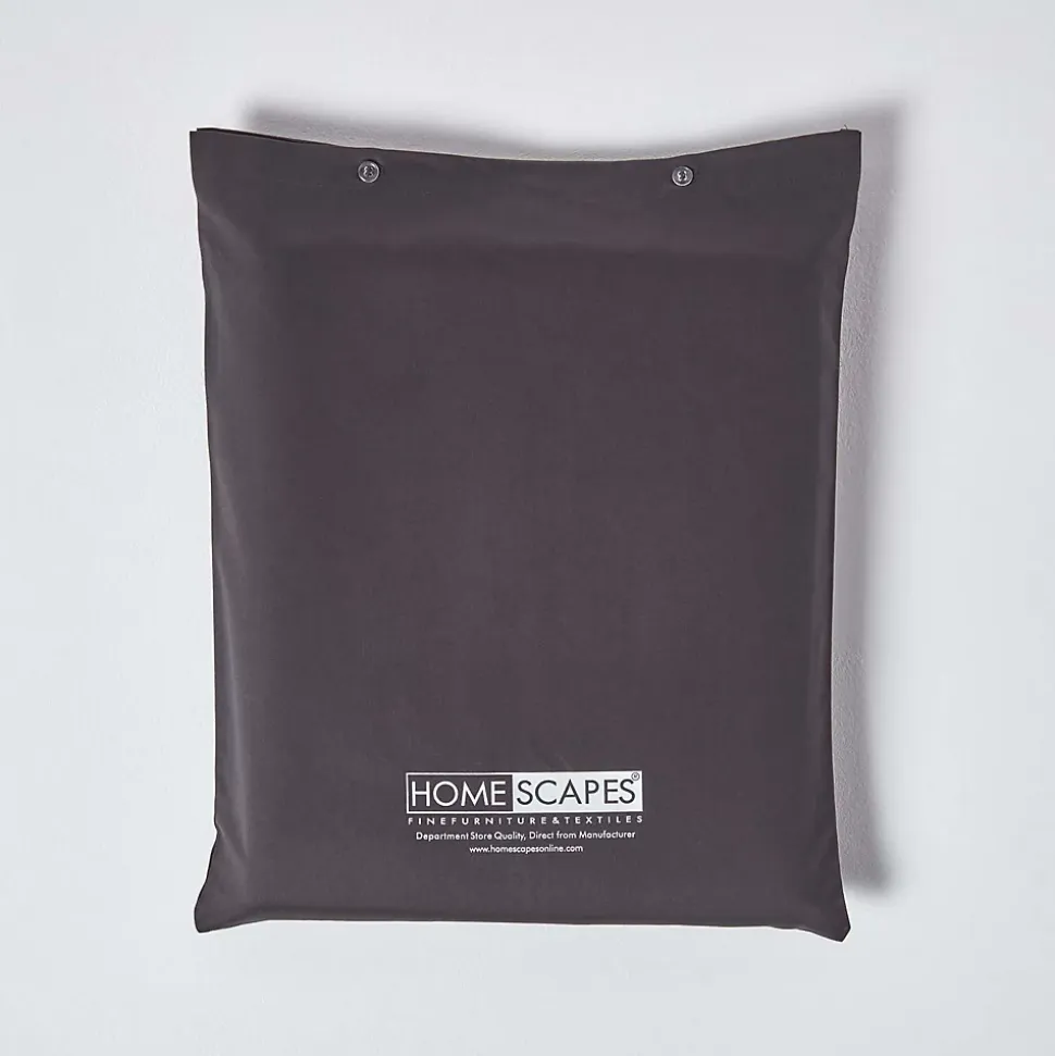 Drap plat en satin de coton égyptien 1000 fils gris foncé, 178x255 cm - HOMESCAPES