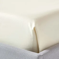 Drap plat en satin de coton égyptien 1000 fils ivoire, 240x300 cm - HOMESCAPES