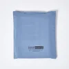 Drap plat en satin de coton égyptien 1000 fils bleu, 180x290 cm - HOMESCAPES