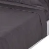 Drap plat en satin de coton égyptien 1000 fils gris foncé, 270x300 cm - HOMESCAPES