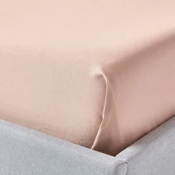 Drap plat en satin de coton égyptien 1000 fils taupe, 275x275 cm - HOMESCAPES