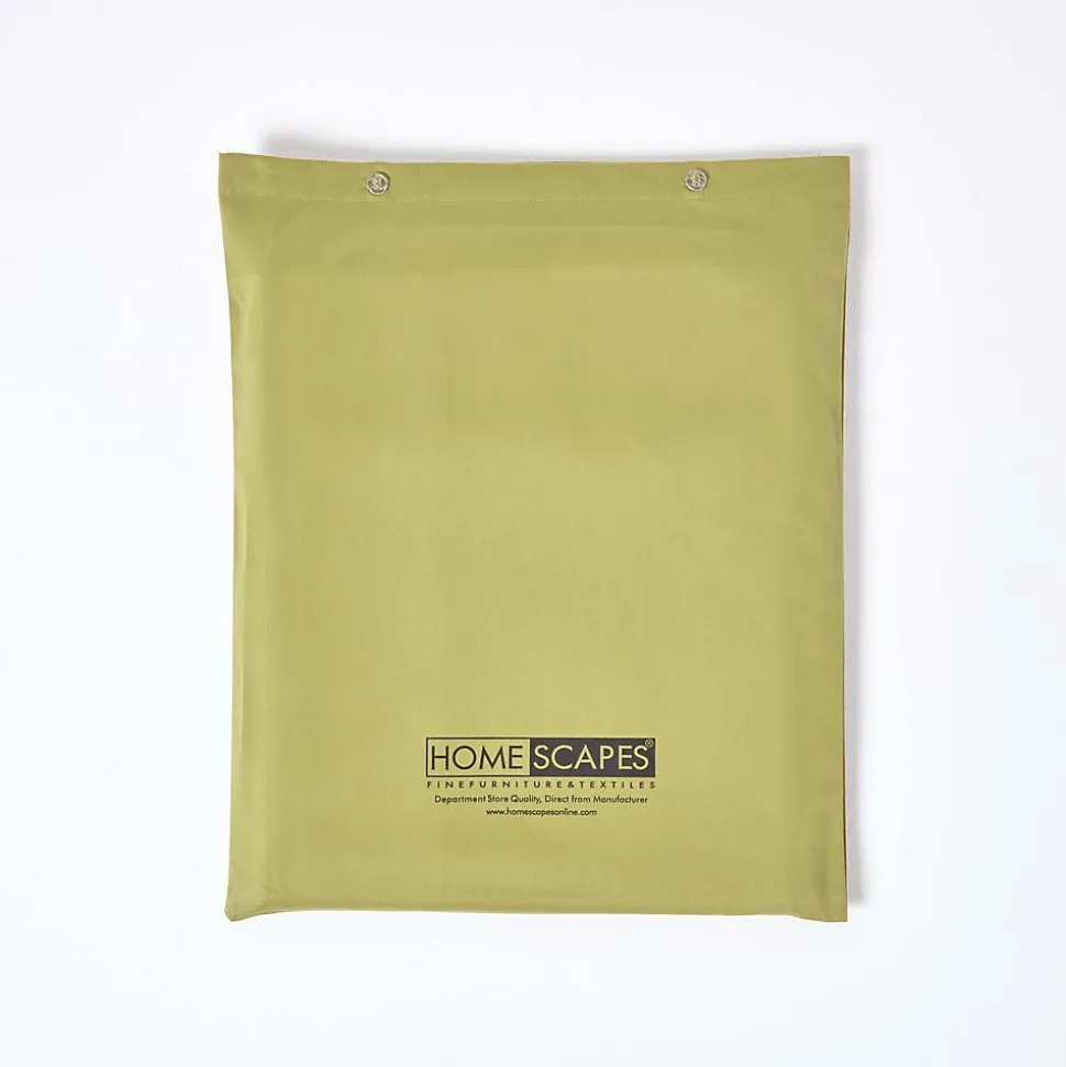 Drap plat en satin de coton égyptien 1000 fils vert olive, 178x255 cm - HOMESCAPES