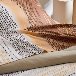 Drap plat esprit géométrique en coton (180x290 cm - Cuivre)