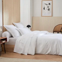 Drap plat esprit grand hôtel (180x290 cm - Blanc)