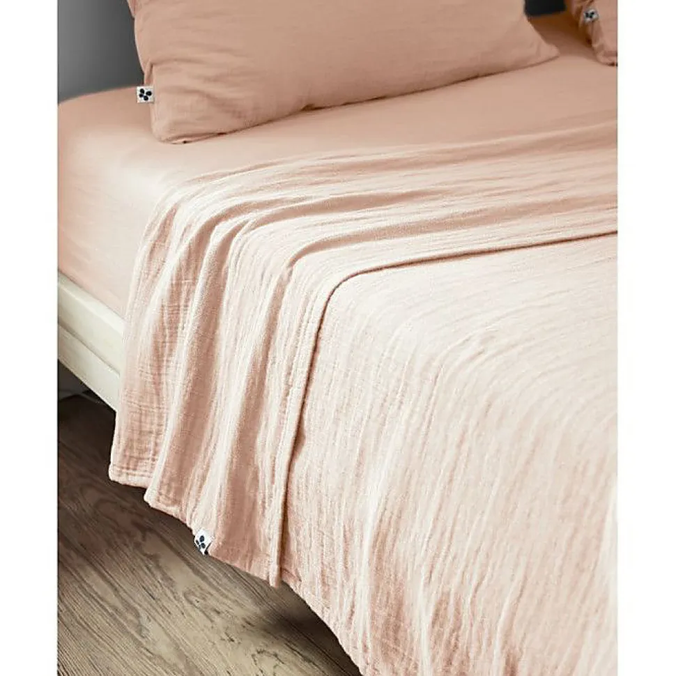 Drap plat Gaïa L'Effet Papillon 270x300 cm Rose gaze de coton