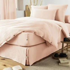 Drap plat Gaïa L'Effet Papillon 270x300 cm Rose gaze de coton