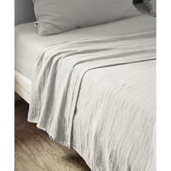 Drap plat "Gaïa" toutes dimensions "Gaze de Coton" - Gaïa Nuage - 270 x 300 cm pour lit King size