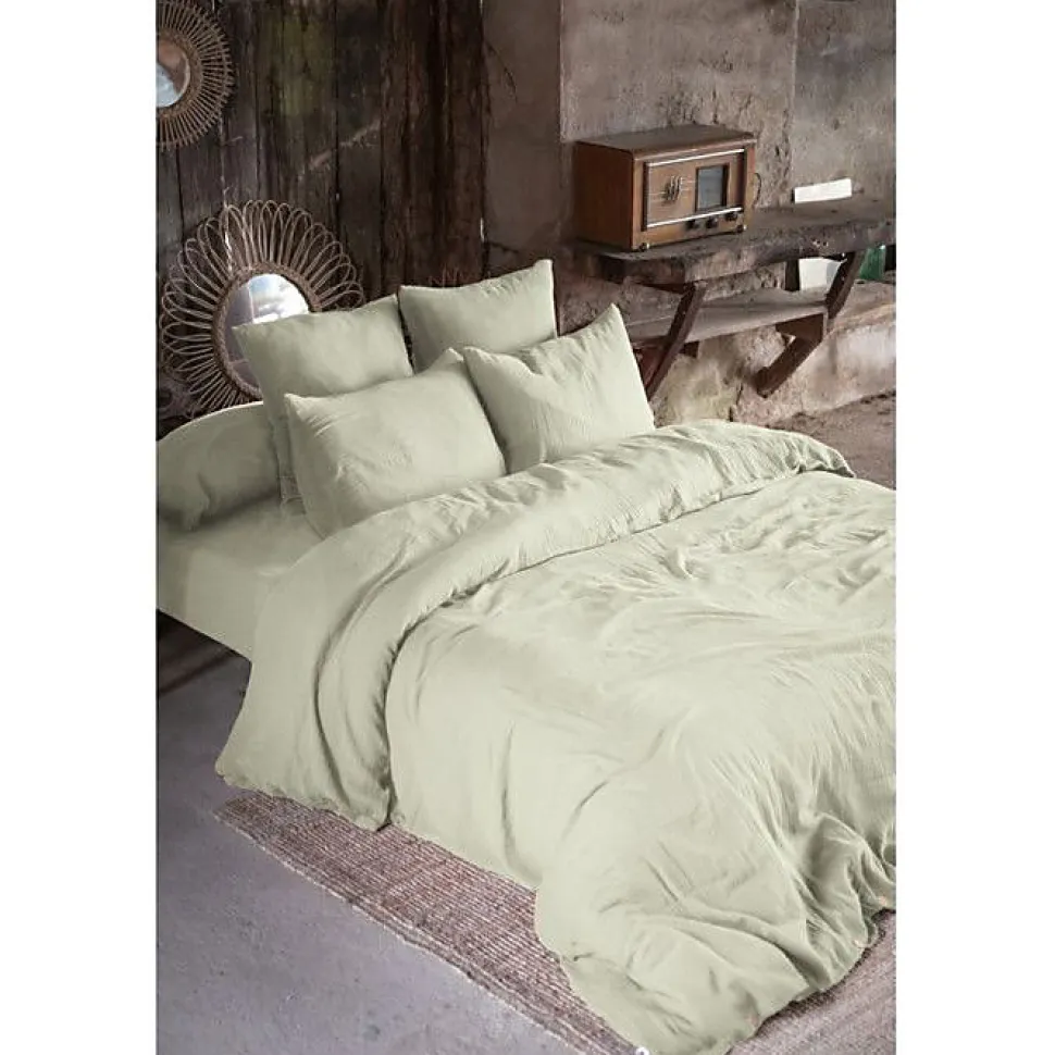 Drap plat "Gaïa" toutes dimensions "Gaze de Coton" - Gaïa Vert d'Eau - 240 x 300 cm pour lit 2 places