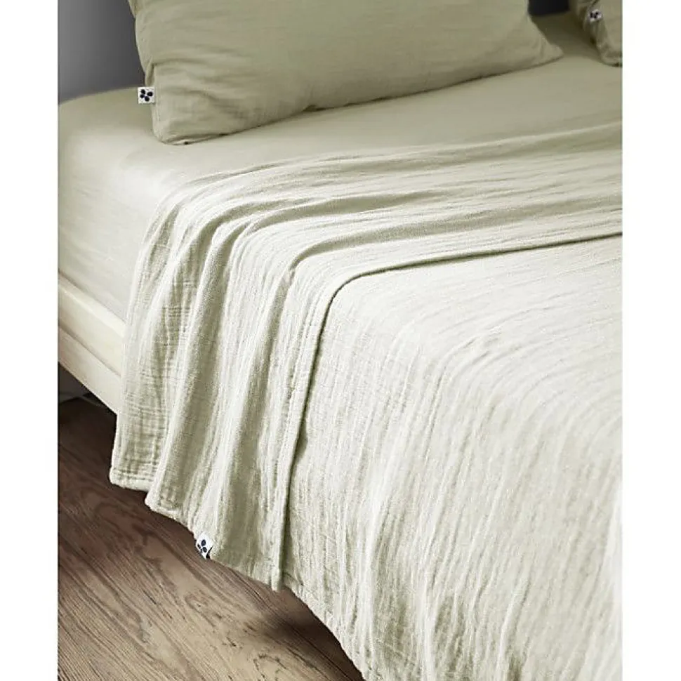 Drap plat "Gaïa" toutes dimensions "Gaze de Coton" - Gaïa Vert d'Eau - 240 x 300 cm pour lit 2 places