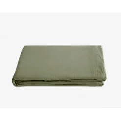 Drap plat Palace pur coton teint lavé, 63 fils/cm² Vent du sud - Palace Sauge - 270 x 290 cm pour lit King Size
