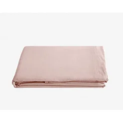 Drap plat Palace pur coton teint lavé, 63 fils/cm² Vent du sud - Palace Rose - 240 x 290 cm pour lit 2 places