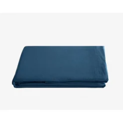 Drap plat Palace pur coton teint lavé, 63 fils/cm² Vent du sud - Palace Marine - 270 x 290 cm pour lit King Size