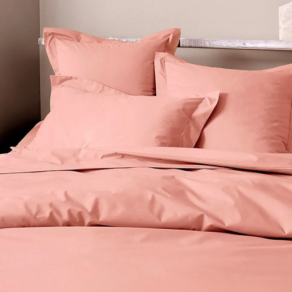 Drap plat percale de coton peigné "Julian" toutes dimensions Coton Pur - Julian Rose Poudré - 240 x 300 cm pour lit 2 places