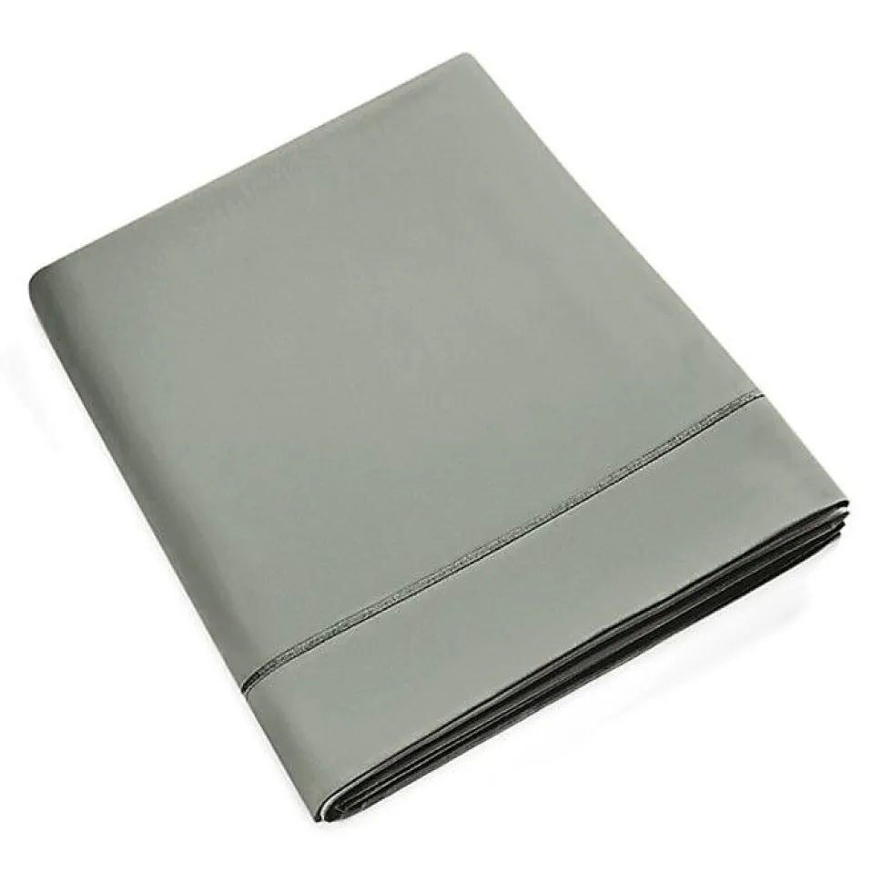 Drap plat percale de coton peigné "Julian" toutes dimensions Coton Pur - Julian Ardoise - 180 x 290 cm pour lit 1 place