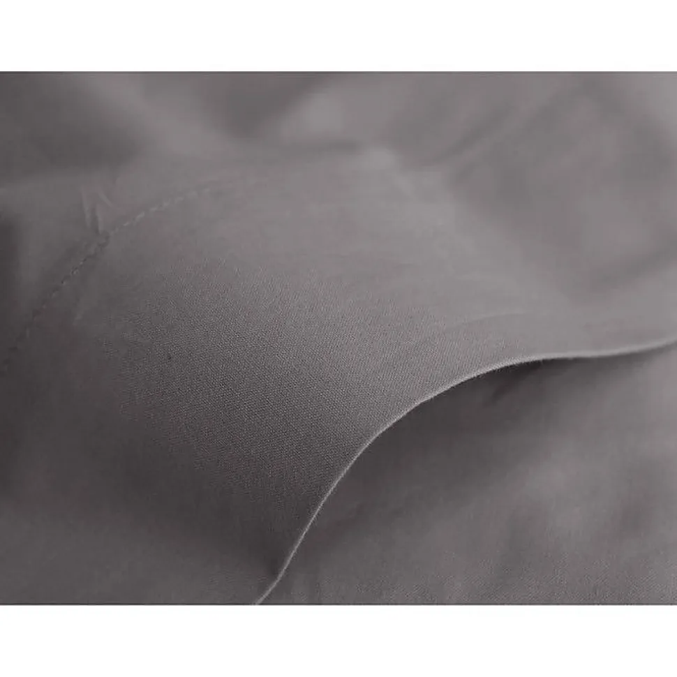 Drap plat percale pur coton peigné longues fibres 80 fils/cm² Vent du sud - Ardoise - 180 x 290 cm pour lit 1 place