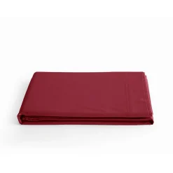 Drap plat percale pur coton peigné longues fibres 80 fils/cm² Vent du sud - Carmin - 270 x 300 cm pour lit King size