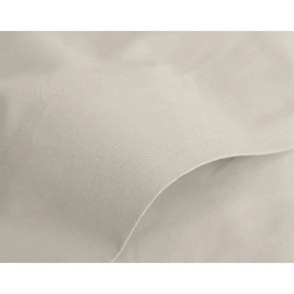 Drap plat percale pur coton peigné longues fibres 80 fils/cm² Vent du sud - Ivoire - 180 x 290 cm pour lit 1 place